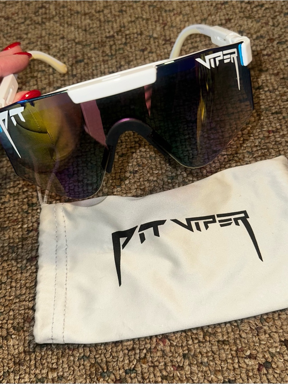 Pit Viper White Frame Sunglasses with Multicolor Mirrored Lens